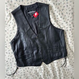 Unik Apparel Black Leather Vest Size L or XL